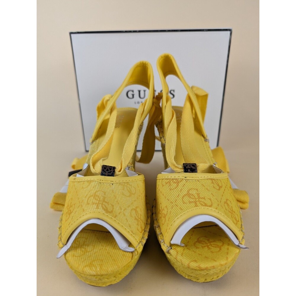 GUESS Halona Strappy Wedge Espadrille Sandals Womens 8M Yellow Boho Shoes NWB - Picture 8 of 14